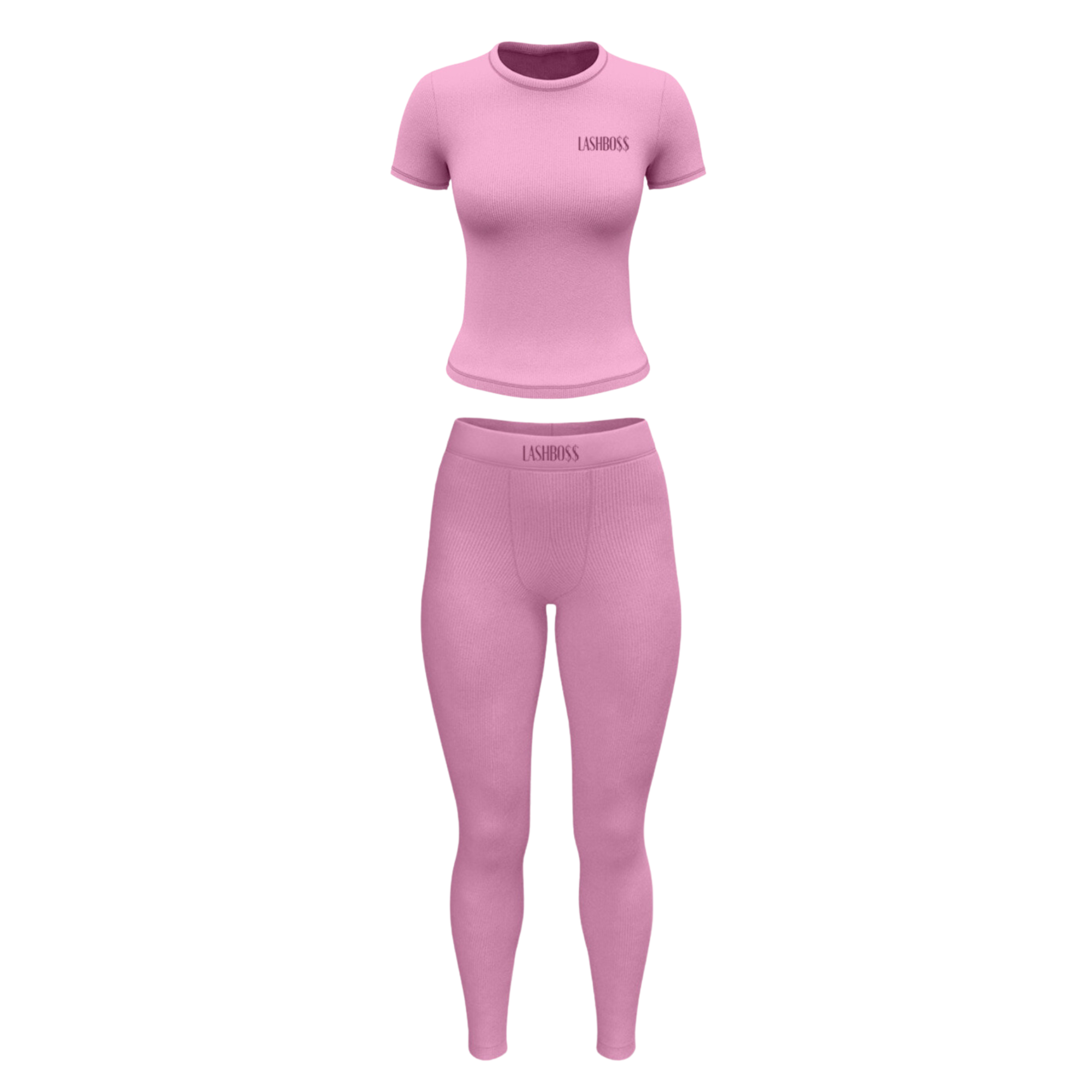 LASH BO$$ SHORT SLEEVE SET - PINK - Strikly Lashed Glam Shop LLC
