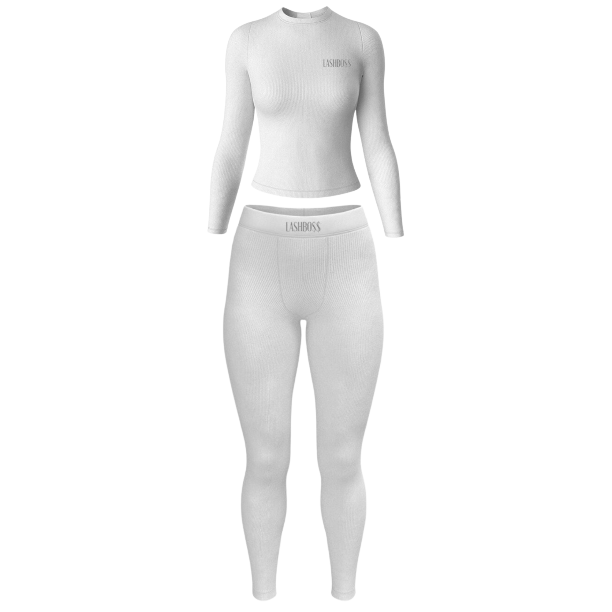 LASH BO$$ LONG SLEEVE SET - WHITE - Strikly Lashed Glam Shop LLC