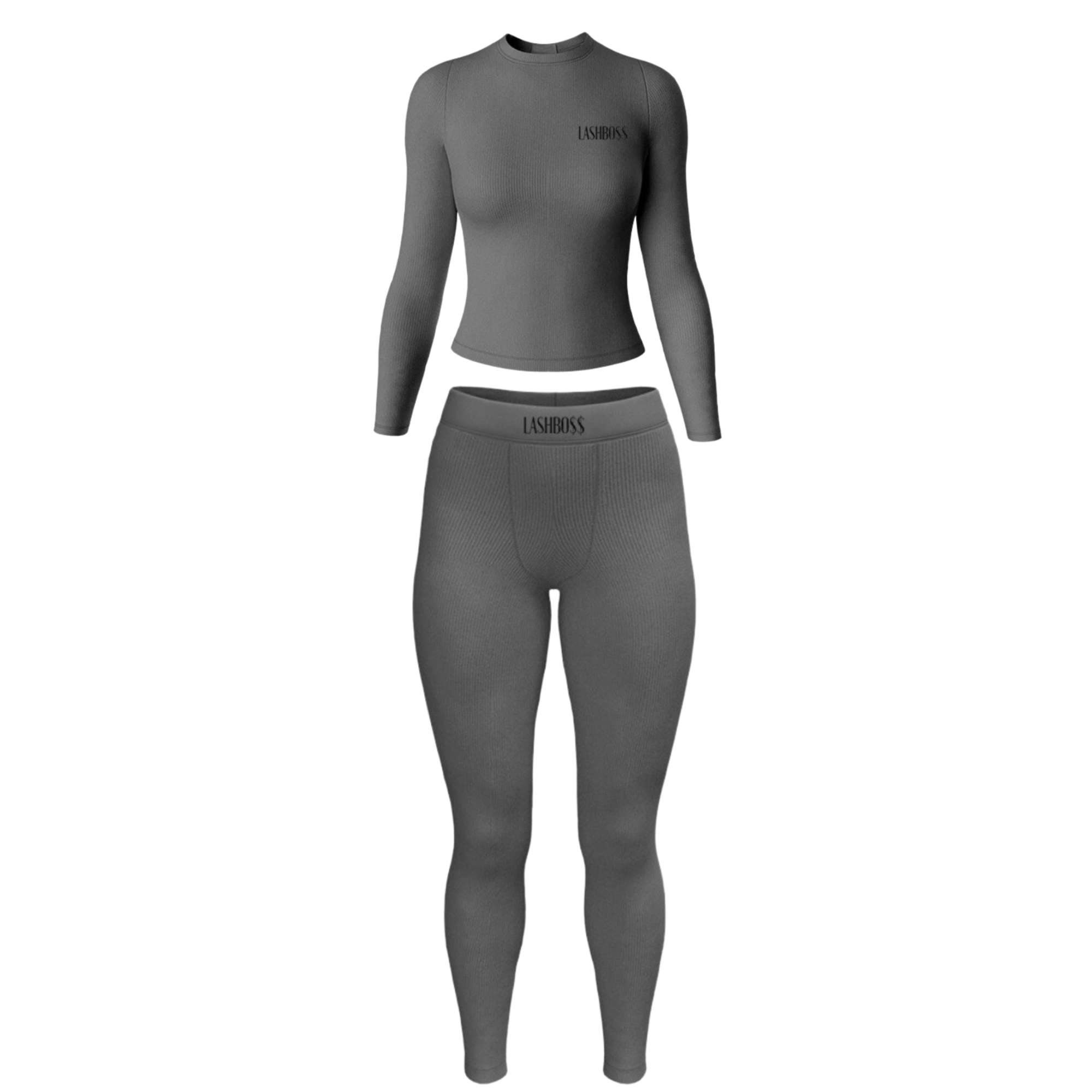 LASH BO$$ LONG SLEEVE SET - GREY - Strikly Lashed Glam Shop LLC