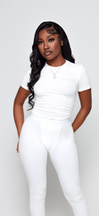 LASH BO$$ SHORT SLEEVE SET - WHITE - Strikly Lashed Glam Shop LLC