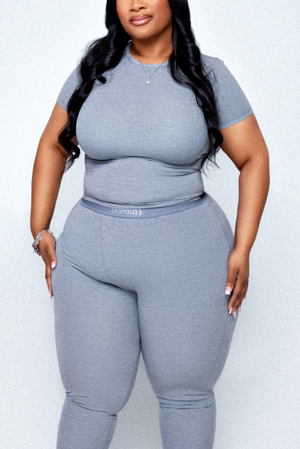 LASH BO$$ SHORT SLEEVE SET - GREY - Strikly Lashed Glam Shop LLC